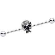 14G Clear Gem Angular Skull Halloween Industrial Barbell 38mm