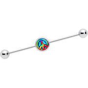 14G Rainbow Tie Dye Peace Sign Industrial Barbell 38mm