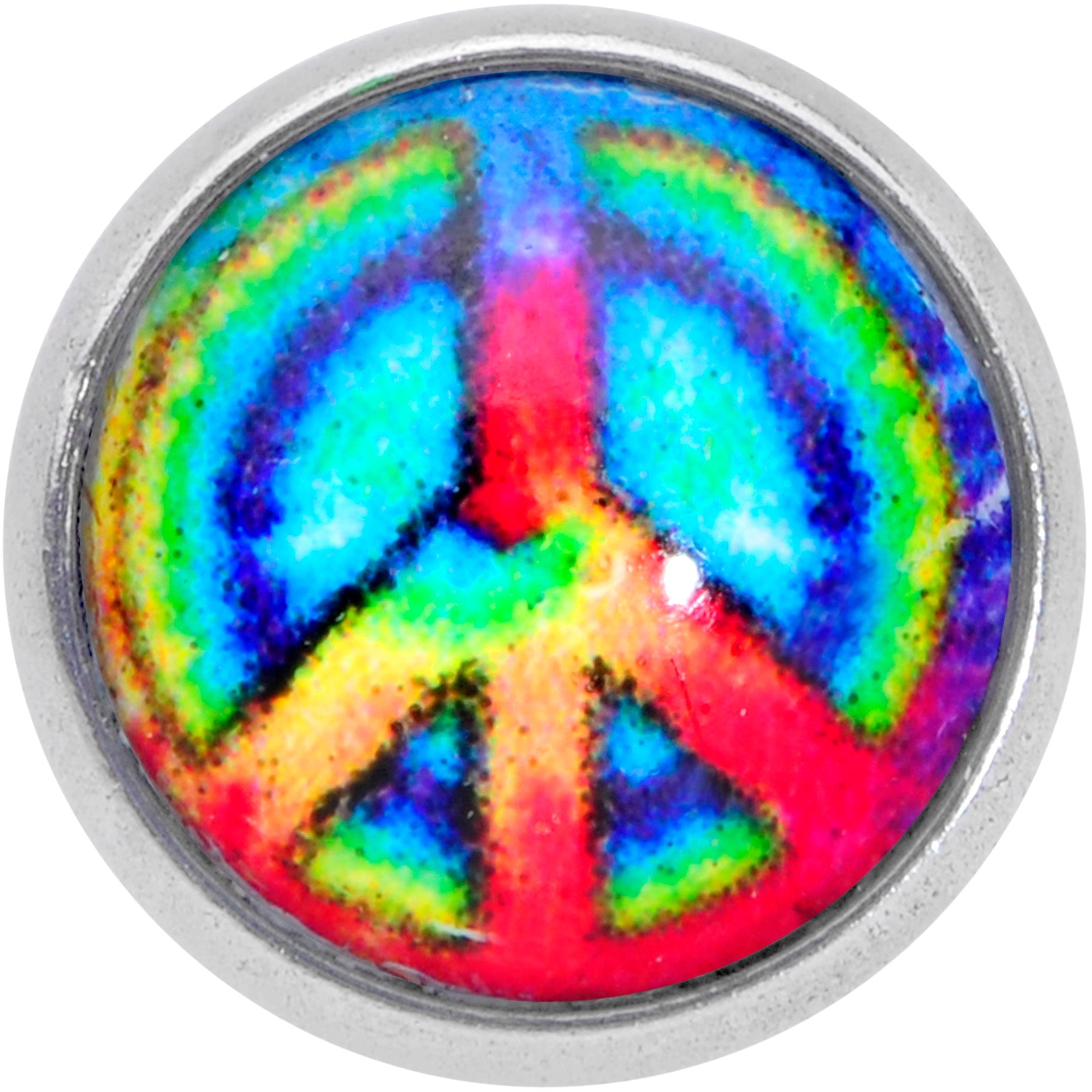 16G 1/4 Rainbow Tie Dye Peace Sign Cartilage Tragus Earring