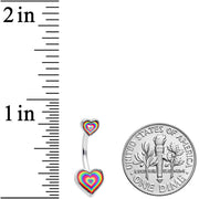 Rainbow Tie Dye Heart Valentines Day Double Mount Belly Ring