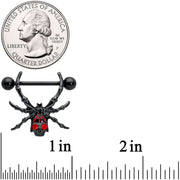 14G 9/16 Black Red Skull Spider Halloween Nipple Shield Set