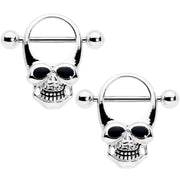 14G 1/2 Grinning Skull Halloween Nipple Shield Set