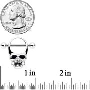 14G 1/2 Grinning Skull Halloween Nipple Shield Set
