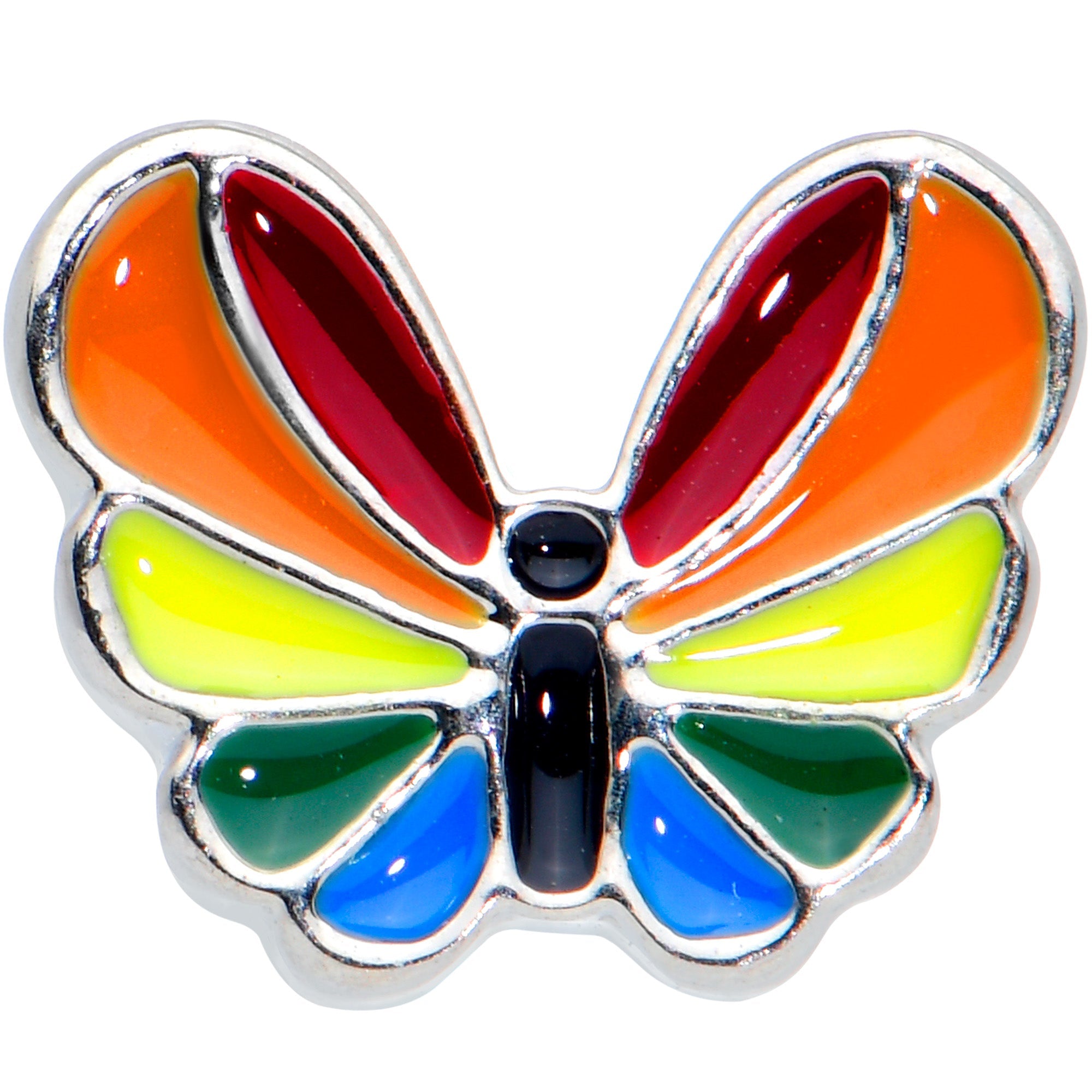 16G 1/4 Pride Rainbow Stripes Butterfly Cartilage Tragus Earring