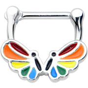 16G 5/16 Pride Rainbow Stripes Butterfly Cartilage Clicker