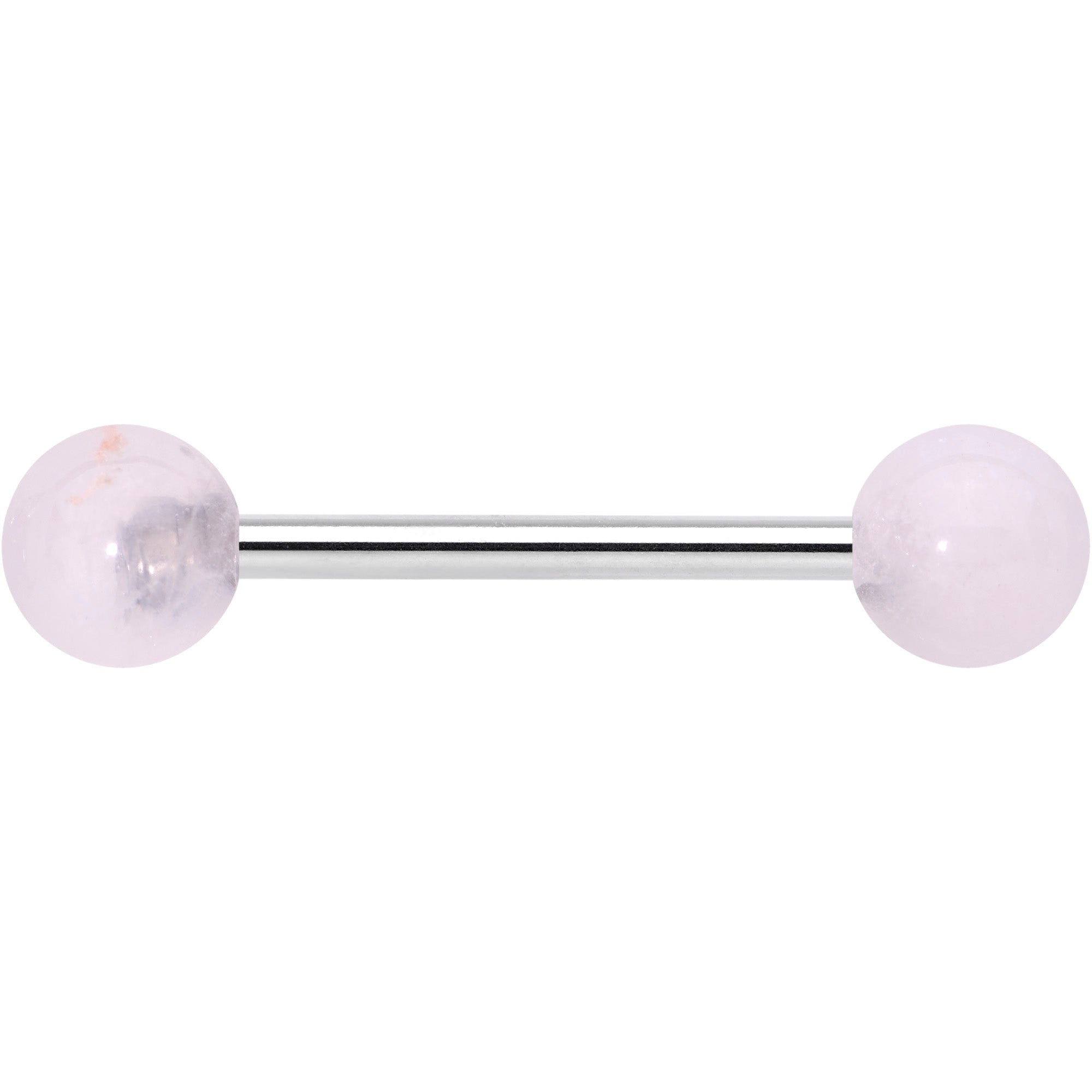 Elegant Pink Rose Quartz Barbell Tongue Ring
