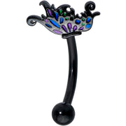 16G 5/16 Black Fantasy Faerie Wings Curved Eyebrow Ring