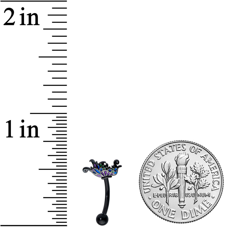 16G 5/16 Black Fantasy Faerie Wings Curved Eyebrow Ring