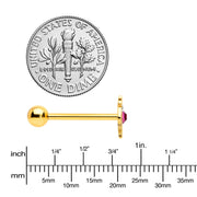 Pink Clear Gem Gold Tone Lace Love Barbell Tongue Ring