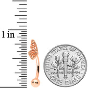 16G 5/16 Rose Gold Tone Textured Wing Curved Eyebrow Ring