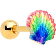 16G 1/4 Gold Tone Rainbow Scallop Shell Cartilage Tragus Earring