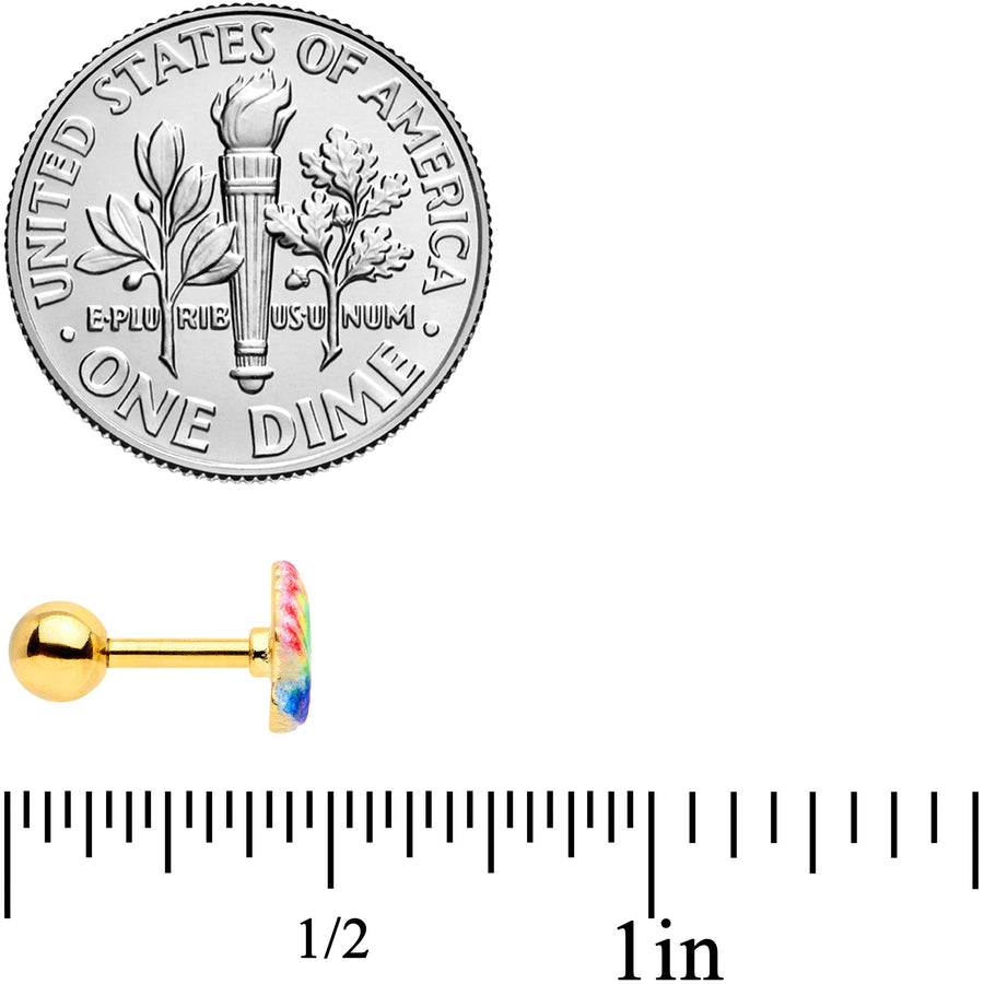 16G 1/4 Gold Tone Rainbow Scallop Shell Cartilage Tragus Earring