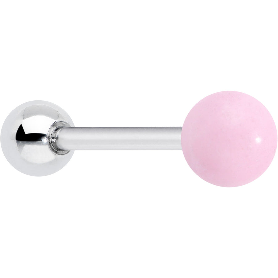 Pink Rose Quartz End Barbell Tongue Ring