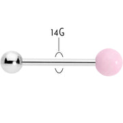 Pink Rose Quartz End Barbell Tongue Ring