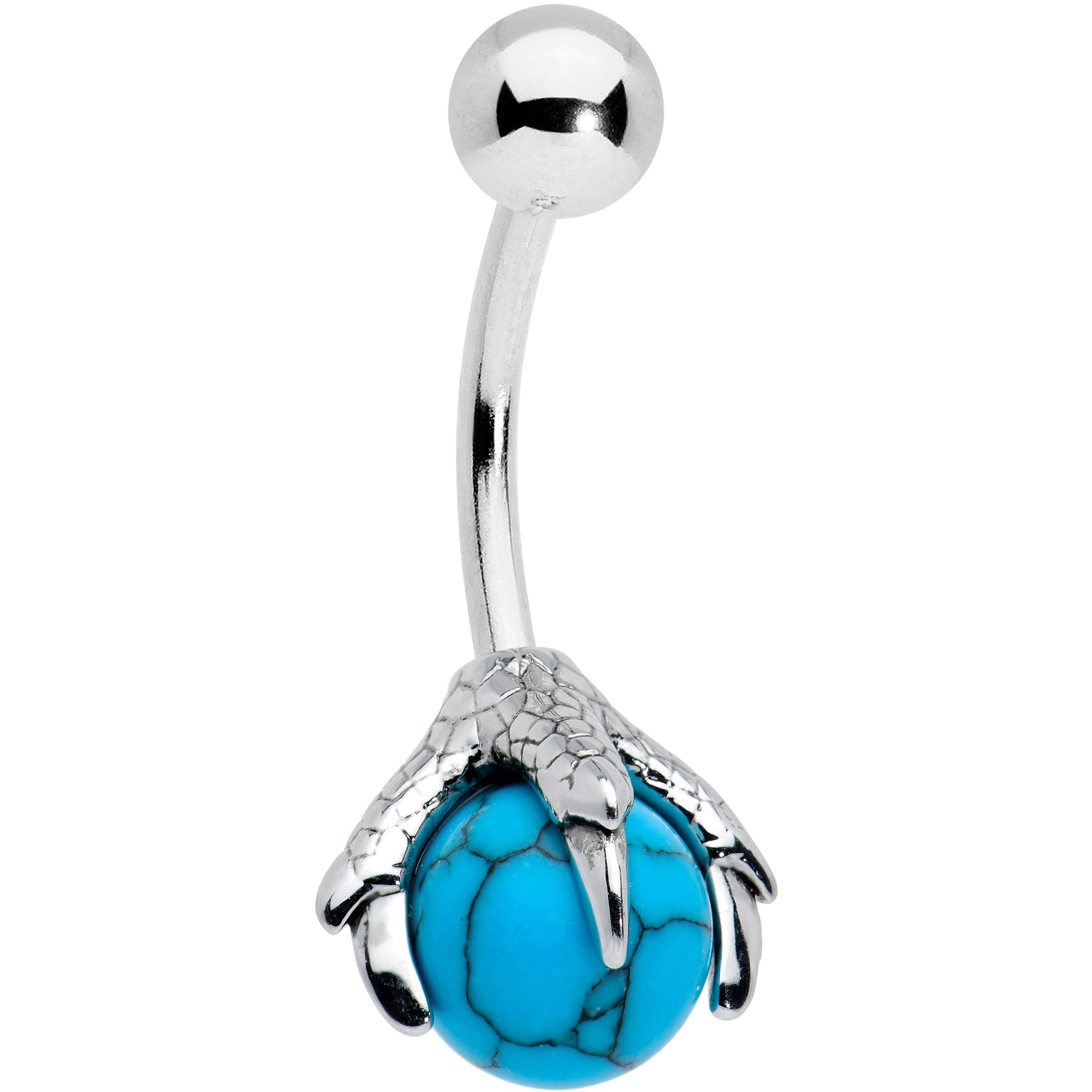 16G 5/16 Blue Turquoise Skeleton Hand Curved Eyebrow Ring