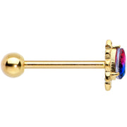 Purple Tourmaline Gold Tone Lacy Drop Barbell Tongue Ring