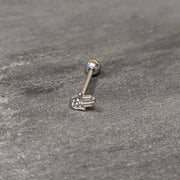 Clear CZ Gem Understated Hamsa Hand Barbell Tongue Ring