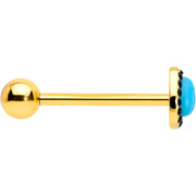 Gold Tone Southwestern Style Blue Drop Barbell Tongue Ring