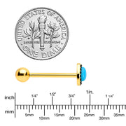 Gold Tone Southwestern Style Blue Drop Barbell Tongue Ring