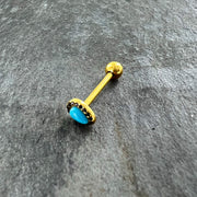 Gold Tone Southwestern Style Blue Drop Barbell Tongue Ring
