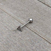 Clear Gem Double Triangle Barbell Tongue Ring
