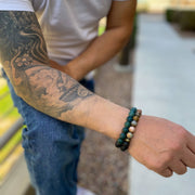 Matte Green Moss Agate Essential Oil Diffuser Bracelet (Large and XL Wrist Options)