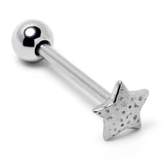 316L Surgical Steel Texture Star Barbell Tongue Ring
