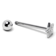 316L Surgical Steel Texture Star Barbell Tongue Ring