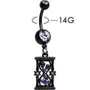 Clear Purple Gem Black Goth Heart Skulls Hourglass Dangle Belly Ring