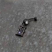Clear Purple Gem Black Goth Heart Skulls Hourglass Dangle Belly Ring