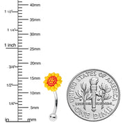 16G 5/16 Happy Sunflower Yellow Curved Eyebrow Ring
