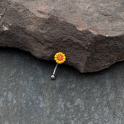 16G 5/16 Happy Sunflower Yellow Curved Eyebrow Ring