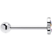Aurora Gem Fleur de Lis Butterfly Barbell Tongue Ring