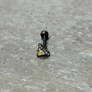 Clear Yellow Gem Black Butterfly Barbell Tongue Ring