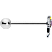 Purple Yellow Clear Gem Dragonfly Barbell Tongue Ring