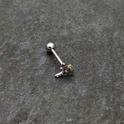 Purple Yellow Clear Gem Dragonfly Barbell Tongue Ring