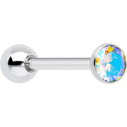 Aurora CZ Gem ASTM F-136 Implant Grade Titanium Threadless Barbell Tongue Ring
