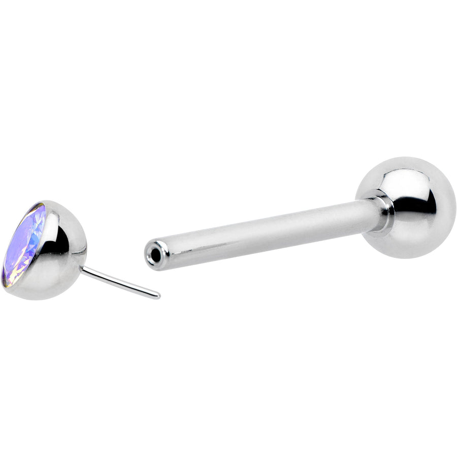 Aurora CZ Gem ASTM F-136 Implant Grade Titanium Threadless Barbell Tongue Ring