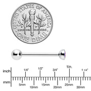 Aurora CZ Gem ASTM F-136 Implant Grade Titanium Threadless Barbell Tongue Ring