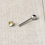 Aurora CZ Gem ASTM F-136 Implant Grade Titanium Threadless Barbell Tongue Ring