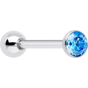 Blue CZ Gem ASTM F-136 Implant Grade Titanium Threadless Barbell Tongue Ring