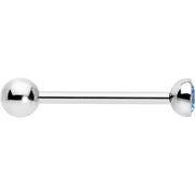 Blue CZ Gem ASTM F-136 Implant Grade Titanium Threadless Barbell Tongue Ring