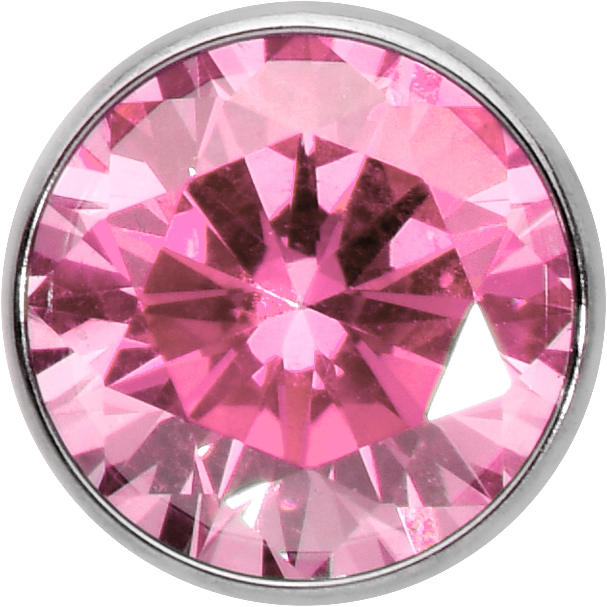 Pink CZ Gem ASTM F-136 Implant Grade Titanium Threadless Barbell Tongue Ring