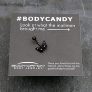 Purple CZ Gem Black Skull Butterfly Belly Ring