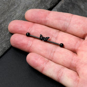 14G Purple CZ Gem Black Skull Butterfly Industrial Barbell 38mm