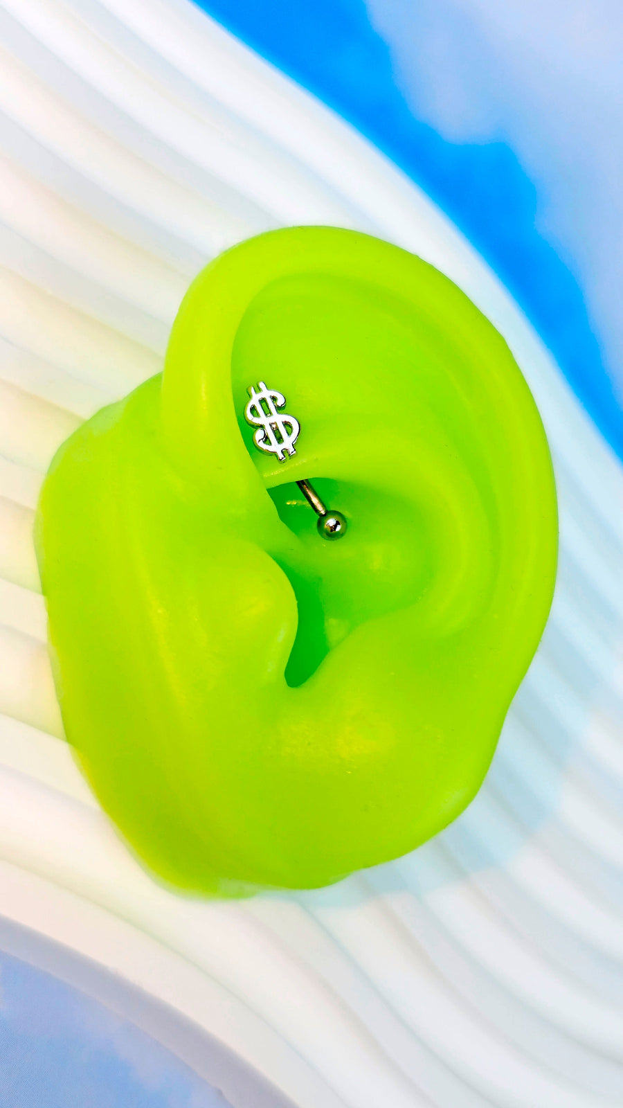 16G 5/16 Seeing Money Curved Eyebrow Ring