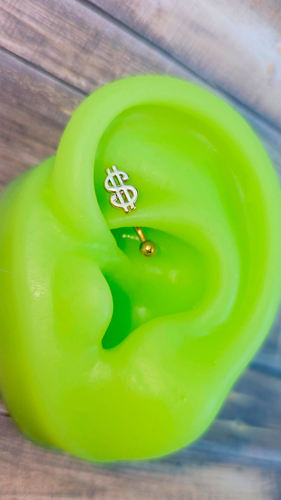 16G 5/16 Gold Tone Dollar Sign Curved Eyebrow Ring