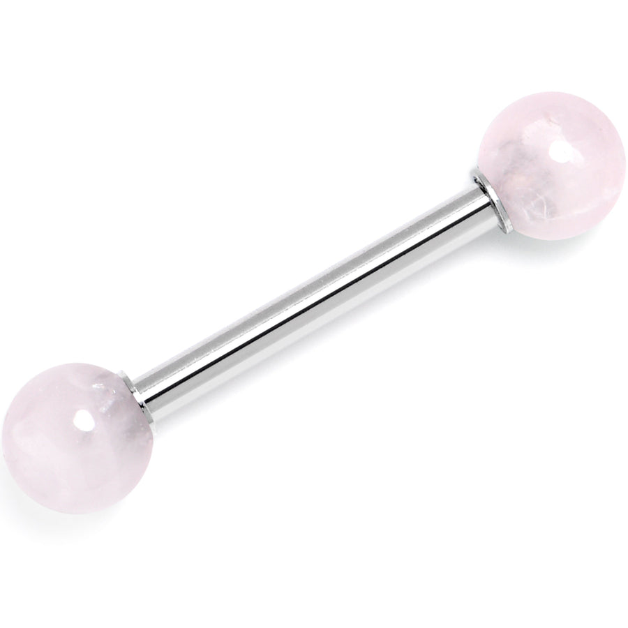 14G 5/8 Pink Crystal Natural Stone Tongue Ring
