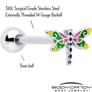 Dragonfly Colors Barbell Tongue Ring