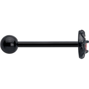 Red CZ Gem Black Scroll Moon Heart Barbell Tongue Ring